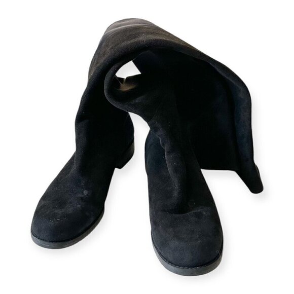 Stuart Weitzman‎ Over the Knee Black Suede/Stretch 50/50 Boots, Size 6M - Picture 3 of 15